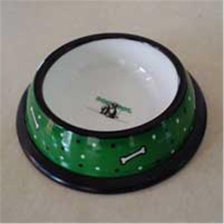 BELOVED Dog Bowl Green  White Dog Bones BE60421